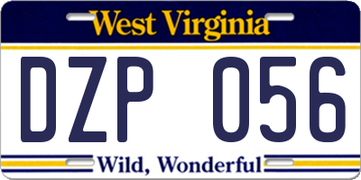 WV license plate DZP056