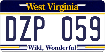 WV license plate DZP059