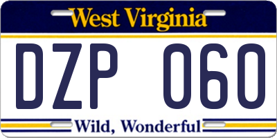 WV license plate DZP060