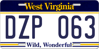 WV license plate DZP063