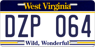 WV license plate DZP064