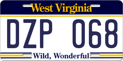 WV license plate DZP068