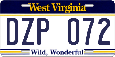 WV license plate DZP072