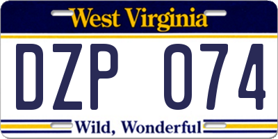 WV license plate DZP074