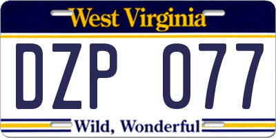 WV license plate DZP077