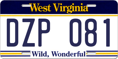 WV license plate DZP081