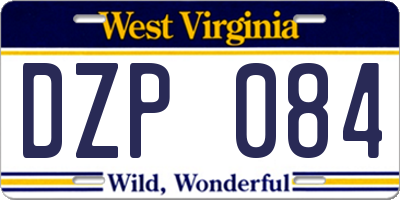 WV license plate DZP084