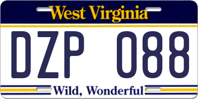 WV license plate DZP088