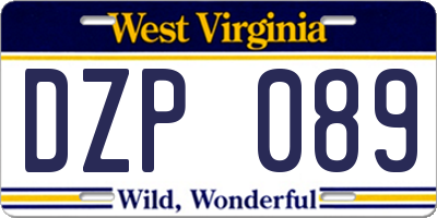 WV license plate DZP089