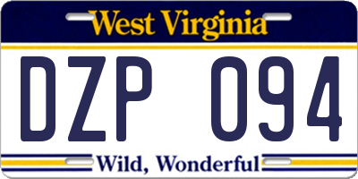 WV license plate DZP094