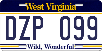 WV license plate DZP099