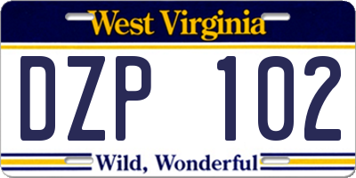 WV license plate DZP102