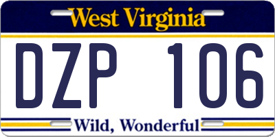 WV license plate DZP106