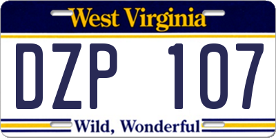 WV license plate DZP107