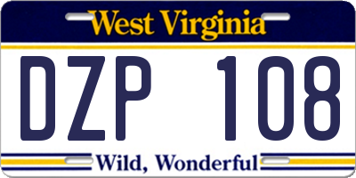 WV license plate DZP108
