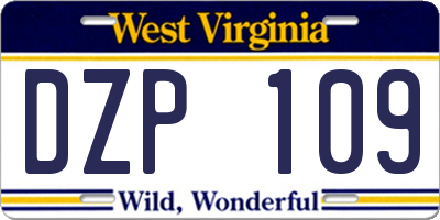 WV license plate DZP109