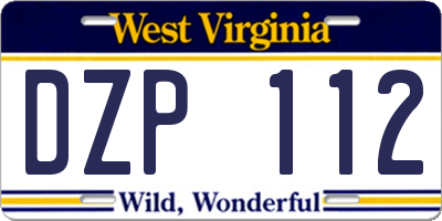 WV license plate DZP112