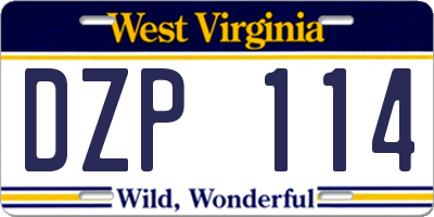 WV license plate DZP114