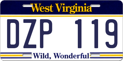 WV license plate DZP119