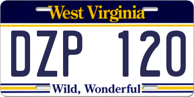 WV license plate DZP120
