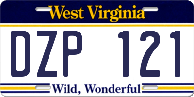 WV license plate DZP121