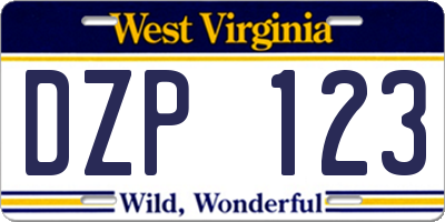 WV license plate DZP123