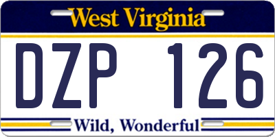 WV license plate DZP126