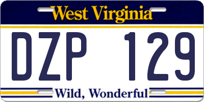 WV license plate DZP129