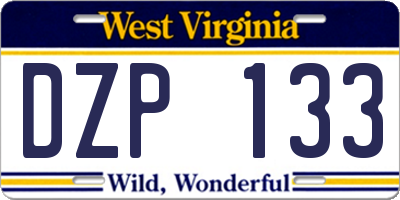 WV license plate DZP133