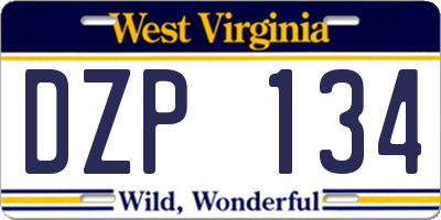 WV license plate DZP134