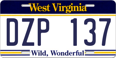 WV license plate DZP137
