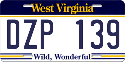 WV license plate DZP139