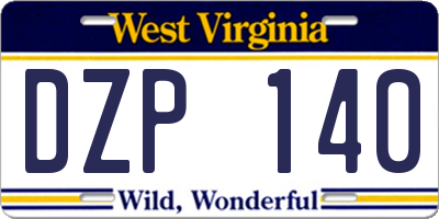 WV license plate DZP140