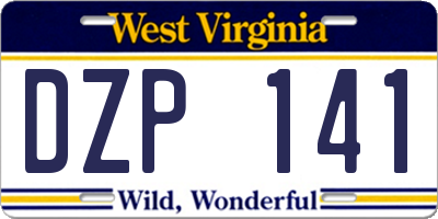 WV license plate DZP141