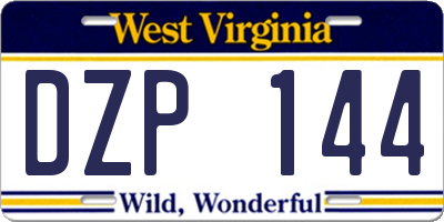 WV license plate DZP144