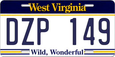 WV license plate DZP149