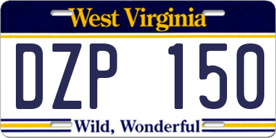 WV license plate DZP150