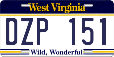 WV license plate DZP151