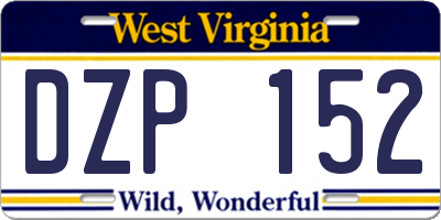 WV license plate DZP152