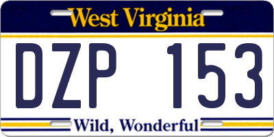 WV license plate DZP153