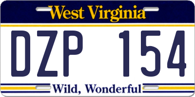 WV license plate DZP154