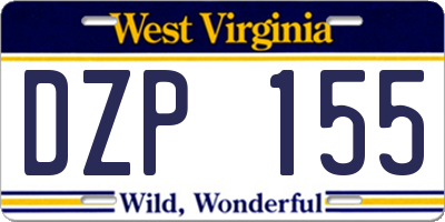WV license plate DZP155