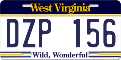 WV license plate DZP156