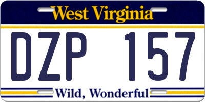 WV license plate DZP157
