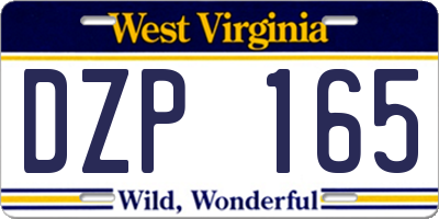 WV license plate DZP165