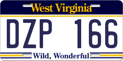 WV license plate DZP166