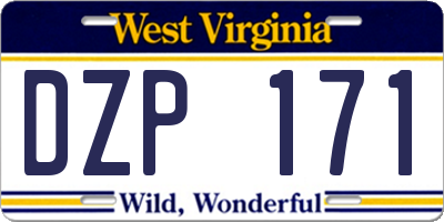 WV license plate DZP171