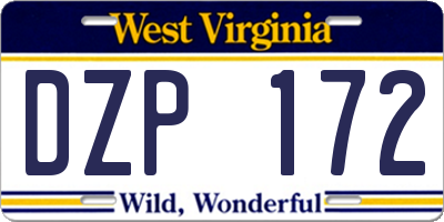 WV license plate DZP172