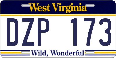 WV license plate DZP173