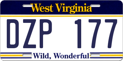 WV license plate DZP177